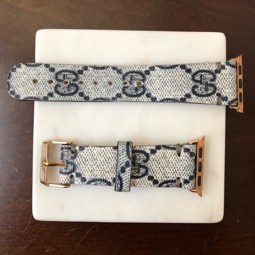 Gucci Blue/Gray Canvas 38mm Apple Watch Band.